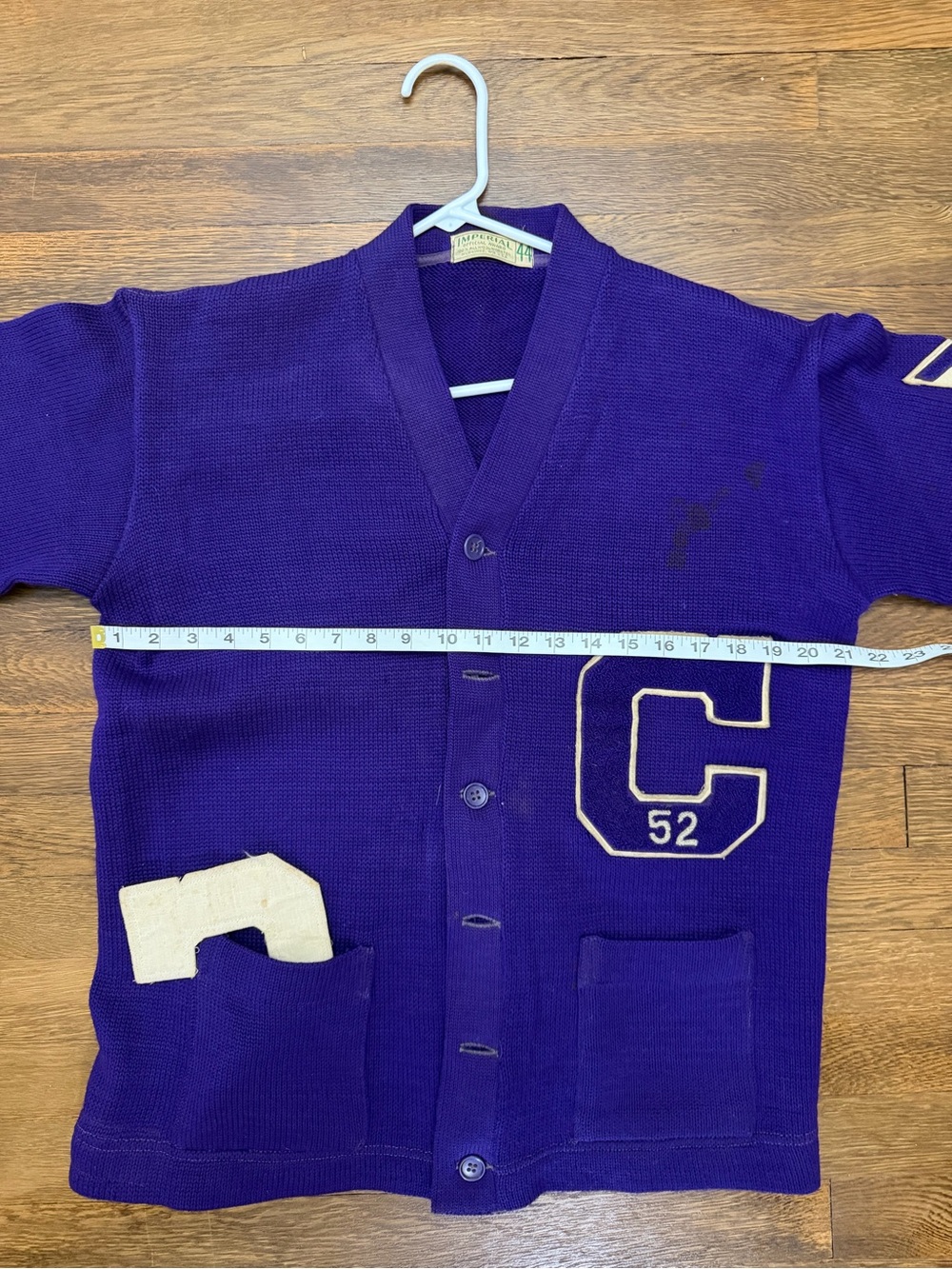 Vintage Purple Letterman Cardigan Sweater - Picture 4 of 8